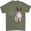 A Jack Russell Dog Illustration Mens T-Shirt 100% Cotton Military Green