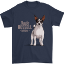A Jack Russell Dog Illustration Mens T-Shirt 100% Cotton Navy Blue