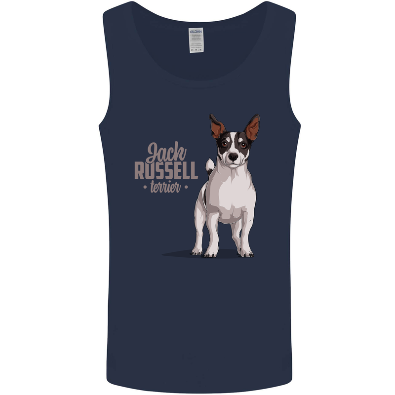 A Jack Russell Dog Illustration Mens Vest Tank Top Navy Blue