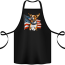 A Jack Russell With USA Flag America Dog Cotton Apron 100% Organic Black