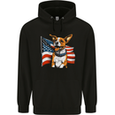A Jack Russell With USA Flag America Dog Mens 80% Cotton Hoodie Black