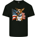 A Jack Russell With USA Flag America Dog Mens Cotton T-Shirt Tee Top Black