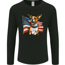 A Jack Russell With USA Flag America Dog Mens Long Sleeve T-Shirt Black