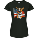 A Jack Russell With USA Flag America Dog Womens Petite Cut T-Shirt Black