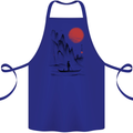 A Japanese Boat at Sunset Cotton Apron 100% Organic Royal Blue