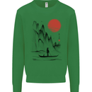 A Japanese Boat at Sunset Kids Sweatshirt Jumper Irish Green
