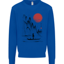 A Japanese Boat at Sunset Kids Sweatshirt Jumper Royal Blue