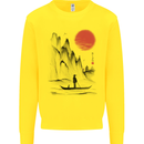 A Japanese Boat at Sunset Kids Sweatshirt Jumper Yellow