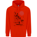 A Japanese Boat at Sunset Mens 80% Cotton Hoodie Bright Red
