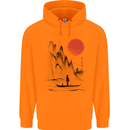 A Japanese Boat at Sunset Mens 80% Cotton Hoodie Orange