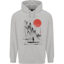 A Japanese Boat at Sunset Mens 80% Cotton Hoodie Sports Grey