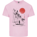 A Japanese Boat at Sunset Mens Cotton T-Shirt Tee Top Light Pink