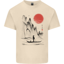 A Japanese Boat at Sunset Mens Cotton T-Shirt Tee Top Natural