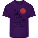 A Japanese Boat at Sunset Mens Cotton T-Shirt Tee Top Purple