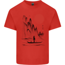 A Japanese Boat at Sunset Mens Cotton T-Shirt Tee Top Red