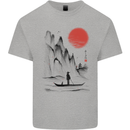 A Japanese Boat at Sunset Mens Cotton T-Shirt Tee Top Sports Grey
