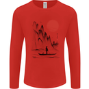 A Japanese Boat at Sunset Mens Long Sleeve T-Shirt Red