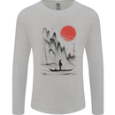 A Japanese Boat at Sunset Mens Long Sleeve T-Shirt Sports Grey