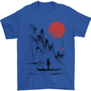 A Japanese Boat at Sunset Mens T-Shirt 100% Cotton Royal Blue