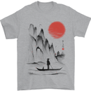 A Japanese Boat at Sunset Mens T-Shirt 100% Cotton Sports Grey