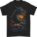 A Japanese Fantasy Water Dragon Mens T-Shirt 100% Cotton BLACK