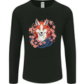A Japanese Kitsune With Flowers Fox Mens Long Sleeve T-Shirt Black