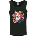 A Japanese Kitsune With Flowers Fox Mens Vest Tank Top Black