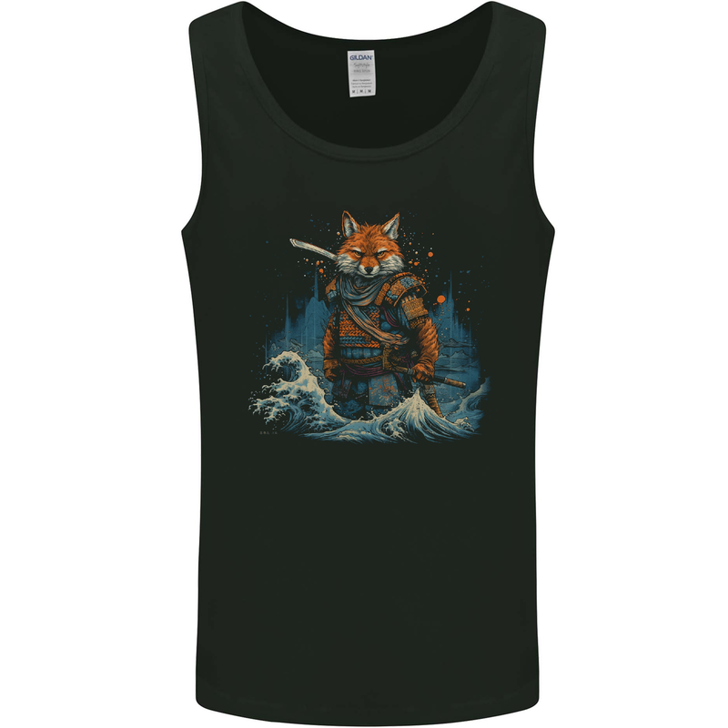 A Japanese Samurai Kitsune Bushido Ronin Mens Vest Tank Top Black