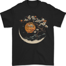 A Japanese Syle Tree on a Moon Fantasy Mens T-Shirt 100% Cotton Black