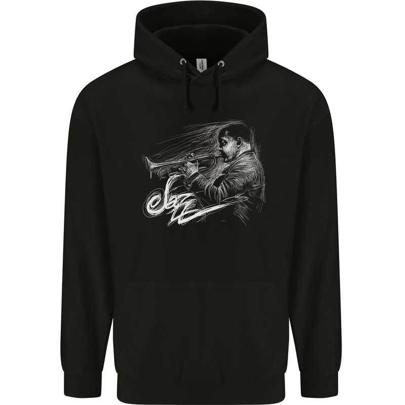 A Jazz Player Playing the Trumpet Childrens Kids Hoodie Black