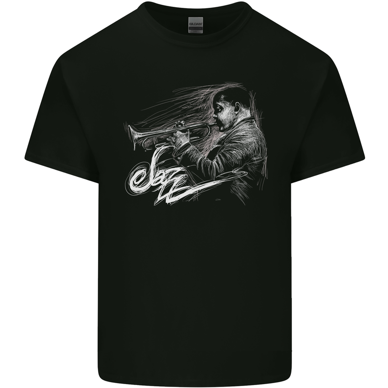 A Jazz Player Playing the Trumpet Mens Cotton T-Shirt Tee Top Black