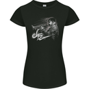 A Jazz Player Playing the Trumpet Womens Petite Cut T-Shirt Black