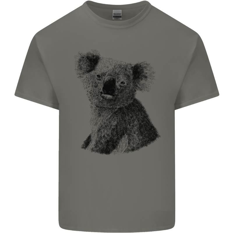 A Koala Bear Drawing Mens Cotton T-Shirt Tee Top Charcoal
