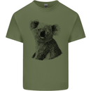 A Koala Bear Drawing Mens Cotton T-Shirt Tee Top Military Green