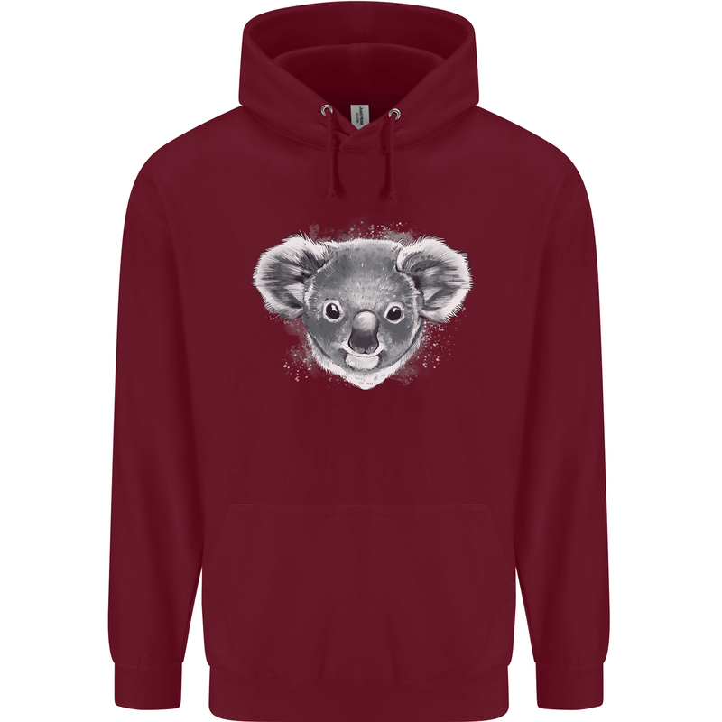 A Koala Bear Head Childrens Kids Hoodie Maroon