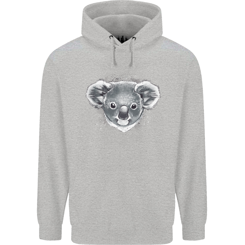 A Koala Bear Head Childrens Kids Hoodie Sports Grey
