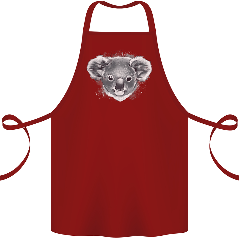A Koala Bear Head Cotton Apron 100% Organic Maroon