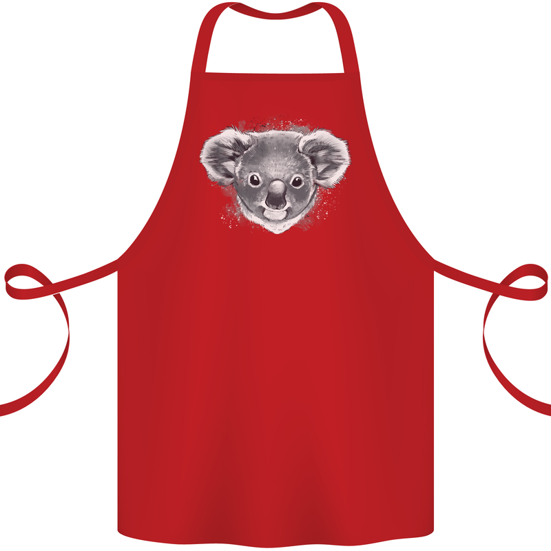 A Koala Bear Head Cotton Apron 100% Organic Red