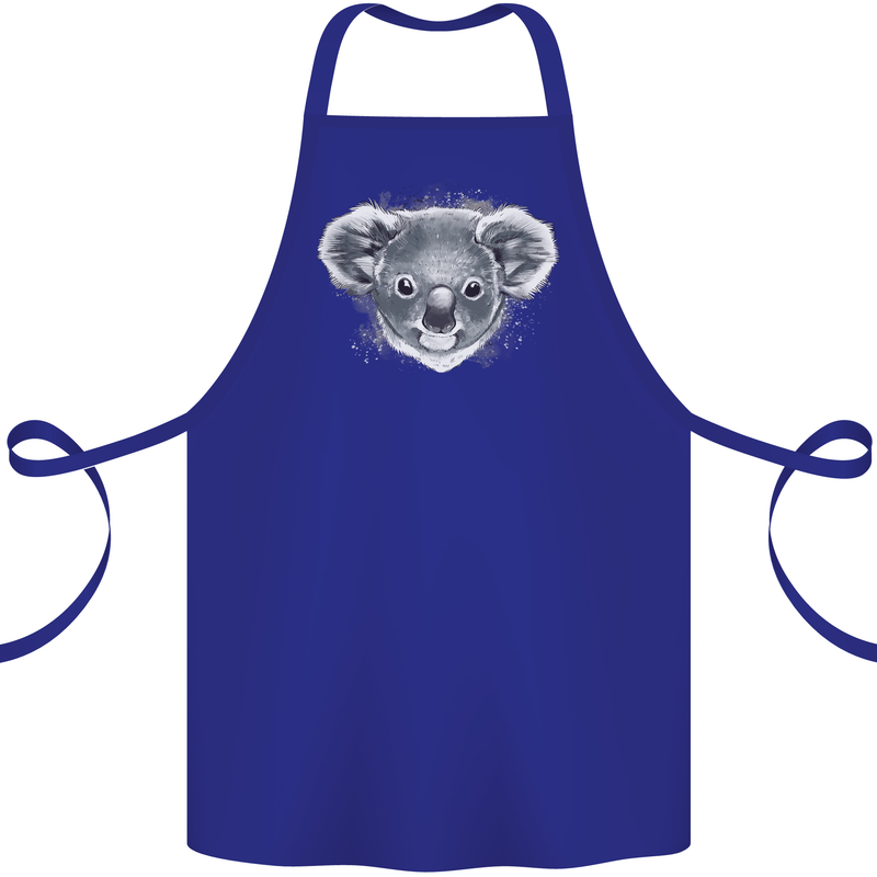 A Koala Bear Head Cotton Apron 100% Organic Royal Blue