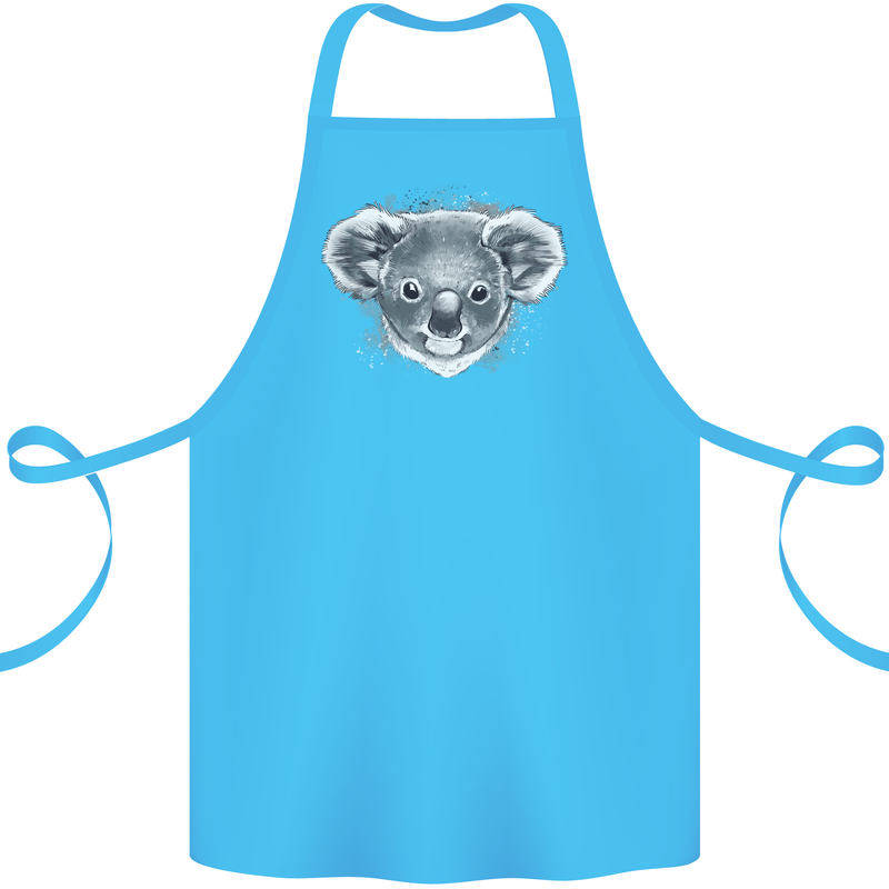 A Koala Bear Head Cotton Apron 100% Organic Turquoise