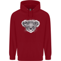 A Koala Bear Head Mens 80% Cotton Hoodie Red