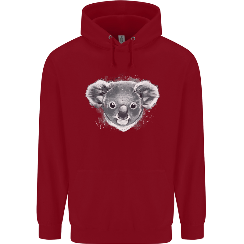 A Koala Bear Head Mens 80% Cotton Hoodie Red