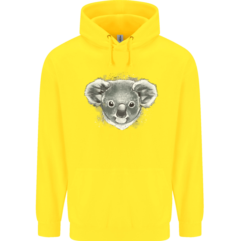 A Koala Bear Head Mens 80% Cotton Hoodie Yellow