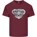 A Koala Bear Head Mens Cotton T-Shirt Tee Top Maroon