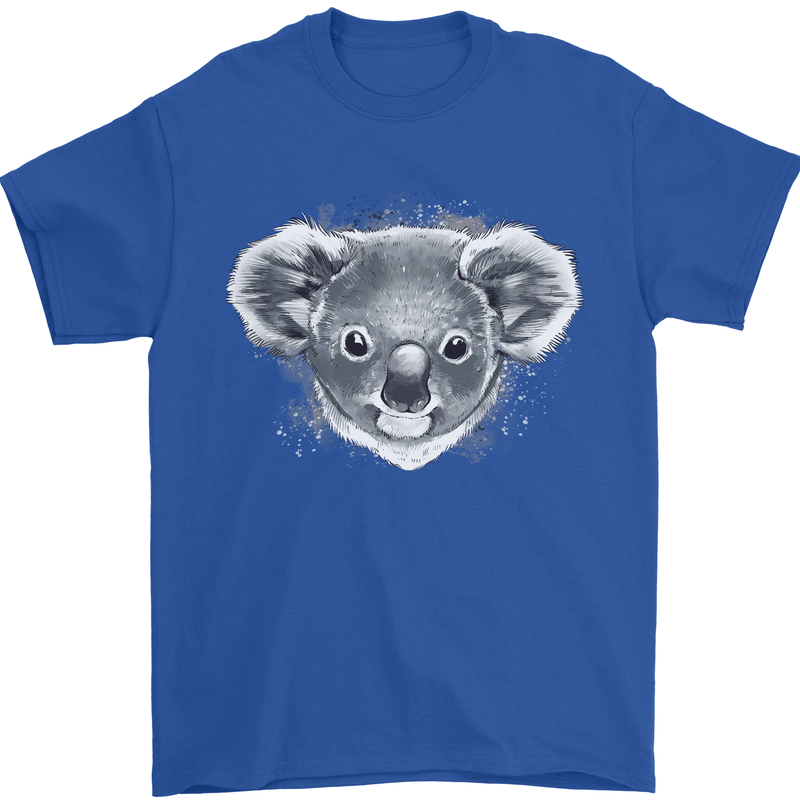 A Koala Bear Head Mens T-Shirt 100% Cotton Royal Blue