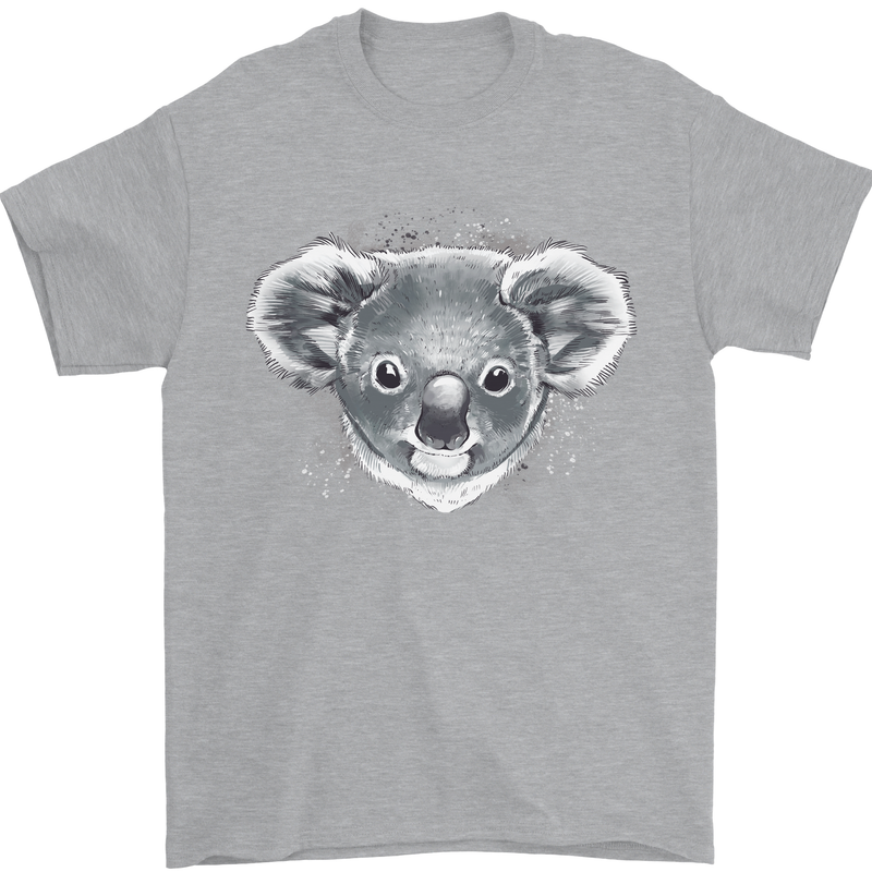 A Koala Bear Head Mens T-Shirt 100% Cotton Sports Grey