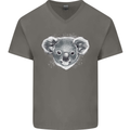 A Koala Bear Head Mens V-Neck Cotton T-Shirt Charcoal