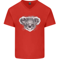 A Koala Bear Head Mens V-Neck Cotton T-Shirt Red