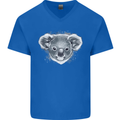 A Koala Bear Head Mens V-Neck Cotton T-Shirt Royal Blue