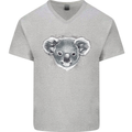 A Koala Bear Head Mens V-Neck Cotton T-Shirt Sports Grey